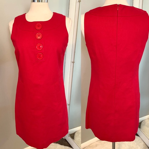Women’s Red Linen Sheath Dress Size 8 Career Office Casual sleeveless Summer - Picture 9 of 9
